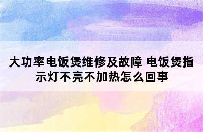 大功率电饭煲维修及故障 电饭煲指示灯不亮不加热怎么回事